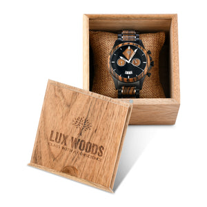 The Dawson Wood Watch -Black Stainless x Gold Sandalwood