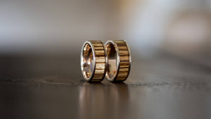 Wood Ring-Rose Gold Electroplated Finish- Tungsten Carbide Burl Wood Inlay Ring - Wood watches