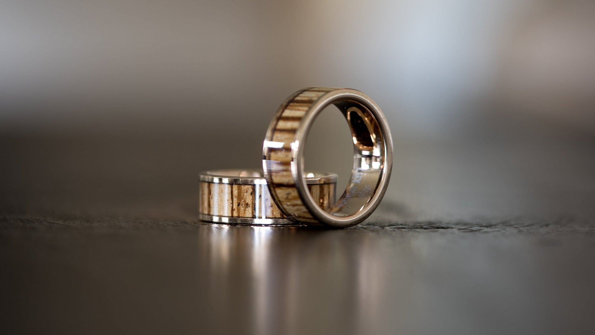 Wood Ring-Rose Gold Electroplated Finish- Tungsten Carbide Burl Wood Inlay Ring - Wood watches