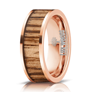 Wood Ring-Rose Gold Electroplated Finish- Tungsten Carbide Burl Wood Inlay Ring - Wood watches