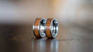 Bright Tungsten Carbide- Sapele Wood Inlay