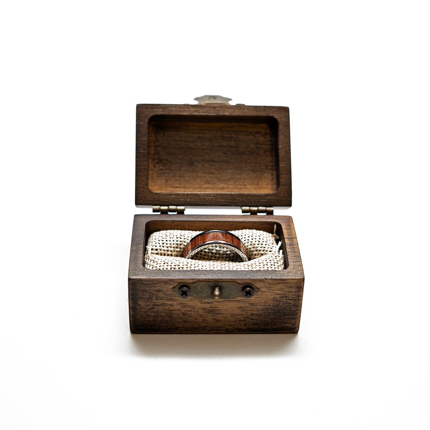 Bright Tungsten Carbide- Sapele Wood Inlay